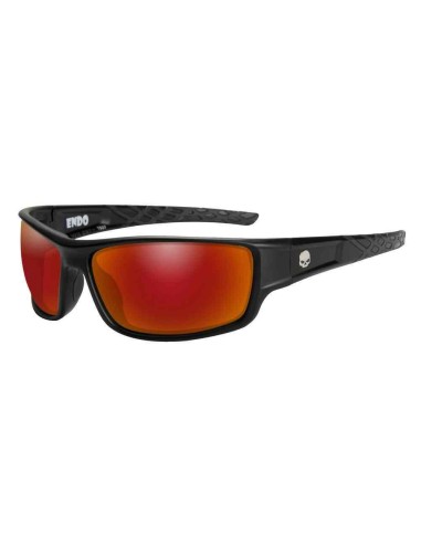 H-D MEN'S ENDO WILLIE G SKULL SUNGLASSES, RED MIRROR LENSES