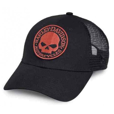 ORANGE SKULL TRUCKER CAP