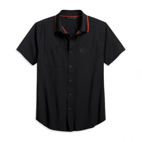 HARLEY-DAVIDSON® MEN'S LASER CUT POCKET STRETCH SHIRT - SLIM FIT