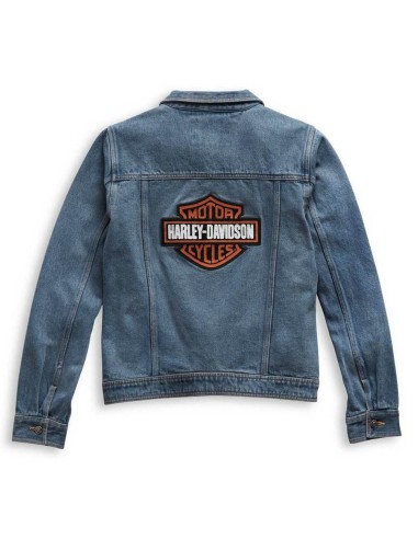 HARLEY-DAVIDSON WOMEN'S BAR & SHIELD LOGO DENIM JEAN JACKET - BLUE