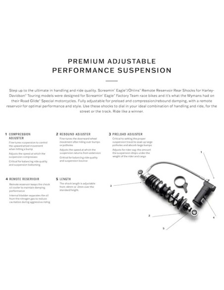 54000193 Amortiguadores traseros Screamin' Eagle/Öhlins con depósito separado by Harley Davidson