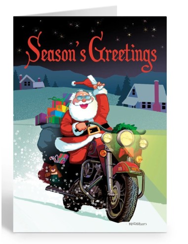 96819-11V HOL-BIKER SANTA CARDS