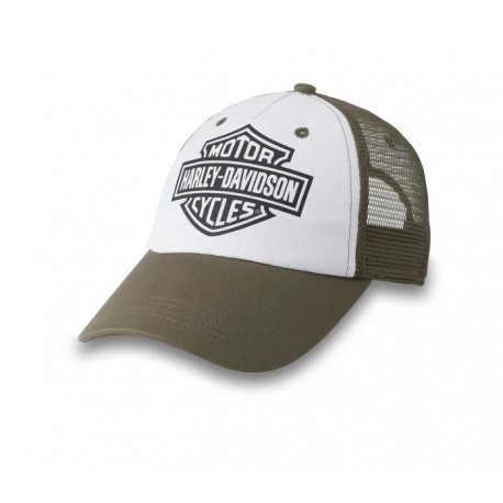 97816-23VW GORRA HARLEY DAVIDSON TRUCKER BAR & SHIELD ESPECIAL VERDE