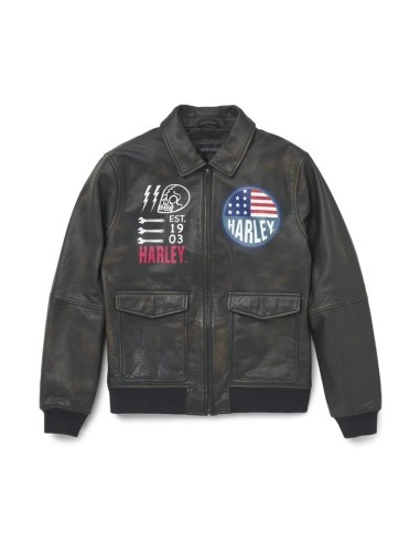 MEN'S LEATHER JACKET HARLEY DAVIDSON BOMBER ARCHER