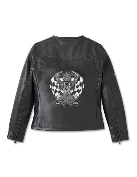 97052-23VW CHAQUETA CUERO MUJER HARLEY DAVIDSON CAFE RACER  120TH ANIVERSARIO