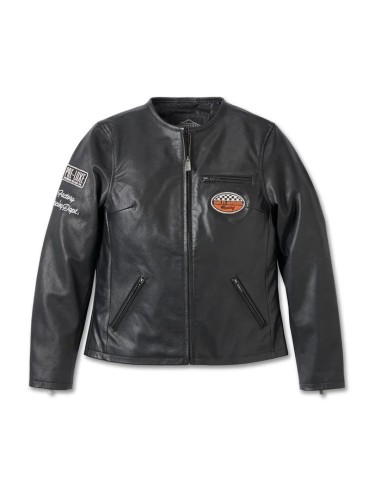 WOMEN'S LEATHER JACKET HARLEY DAVIDSON CAFE RACER 120TH ANNIVERSARY