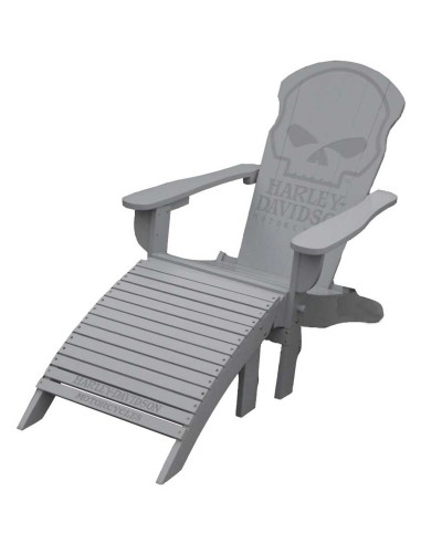 Harley-Davidson® Willie G Skull Adirondack Chair & Footrest Set, Gray