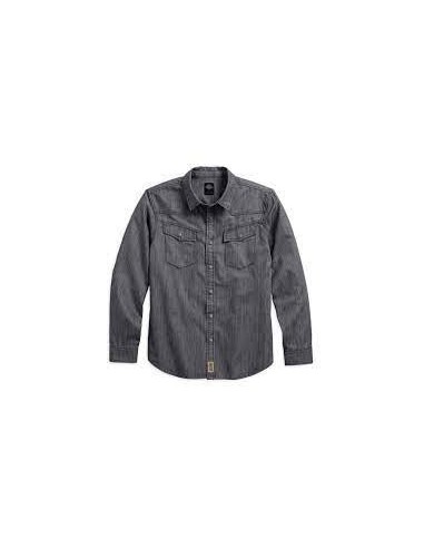 SHIRT-B/L, LS DENIM,GRY