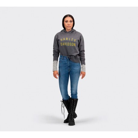 Harley Davidson Women's Racer Font Crossover Neck Hoodie