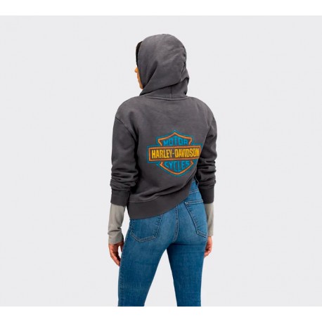 Harley Davidson Women's Racer Font Crossover Neck Hoodie