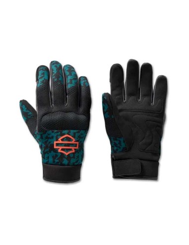 Guantes Harley Davidson Dyna Knit Mesh para hombre - Camo - Mediterráneo