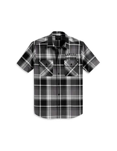 Harley Davidson Men's Staple Plaid Shirt - Neutral Plaid