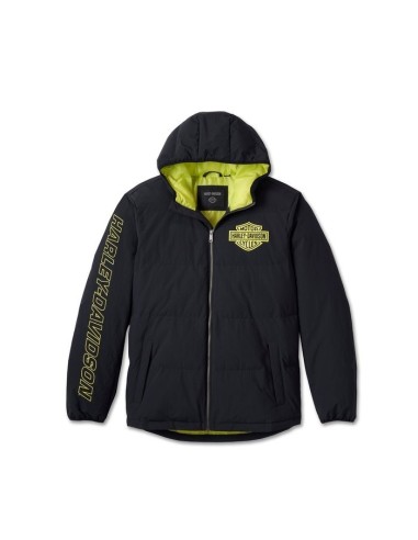 Men's Bar & Shield Hooded Puffer - Black Beauty