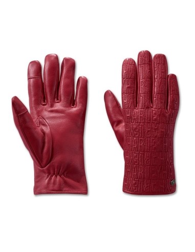 Guantes de Piel de oveja Harley Davidson mujer color rojo chile