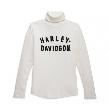 Harley Davison Women's Milwaukee Rib Turtleneck - Cloud Dancer