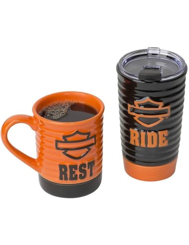 HARLEY-DAVIDSON JUEGO DE TAZAS DE CAFÉ DE CERÁMICA