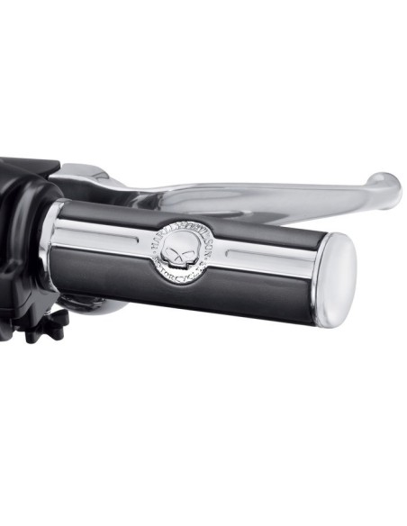 HARLEY DAVIDSON WILLIE G SKULL GRIPS CHROME AND BLACK