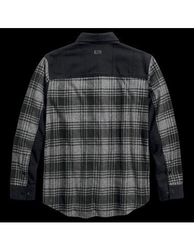 SHIRT-MARLED PLAID,DETAILS,BLK