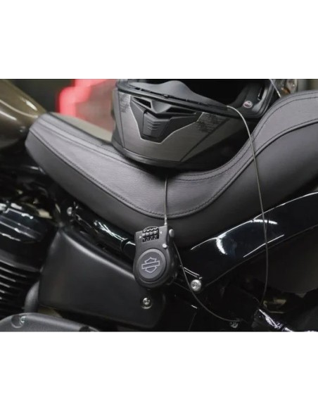 92800018 CANDADO HARLEY DAVIDSON CON CONTRASEÑA Y CABLE RETRÁCTIL