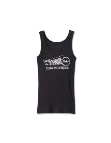 96820-24VW CAMISETA SIN MANGAS HARLEY DAVIDSON WILLIE G WINGED WHEEL STRETCH RIB TANK PARA MUJER