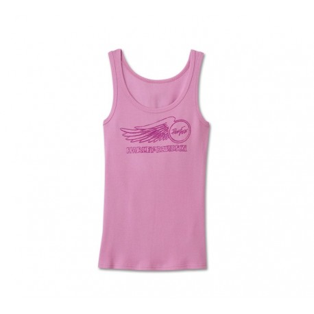 96820-24VW CAMISETA SIN MANGAS HARLEY DAVIDSON WILLIE G WINGED WHEEL STRETCH RIB TANK PARA MUJER
