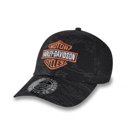 Enflame Bar & Shield Stretch-Fit Baseball Cap - Negro Harley