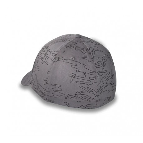 Gorra gris de baseball Harey-Davidson® con barra y escudo flameante ajustable