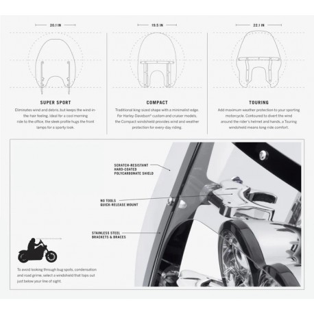 Parabrisas super sport desmontable Softail