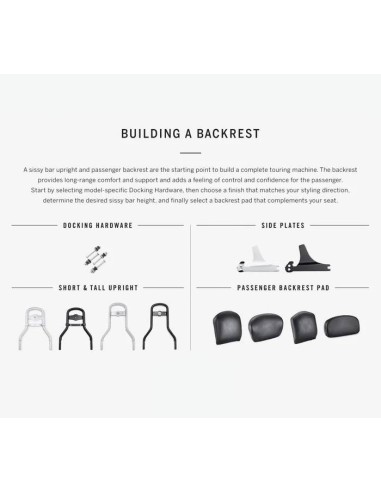 Black passenger backrest pad for Harley Davidson