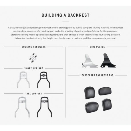 Black passenger backrest pad for Harley Davidson