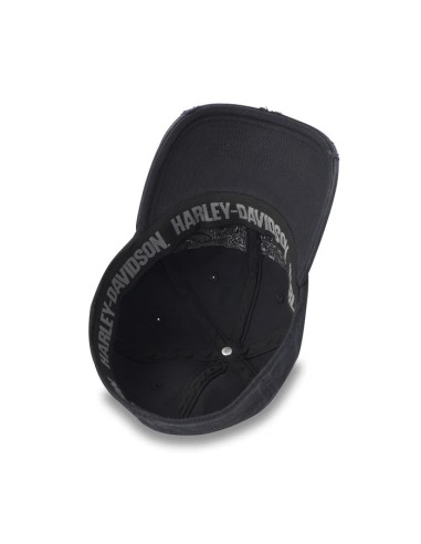 97617-25VM Gorra  Harley Davidson elástica desgastada Flying Lap - Negro Harley