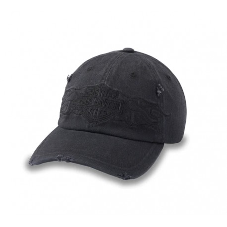 Flying Harley Davidson Lap Distressed Stretch-Fit Cap - Negro Harley