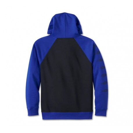 96005-25VM Sudadera con capucha y raglán Harley Davidson Old English Stacked Bar & Shield para hombre