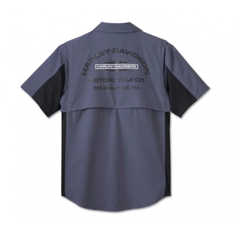 96052-25VM Camisa de manga corta Harley Davidson TECH Milwaukee para hombre