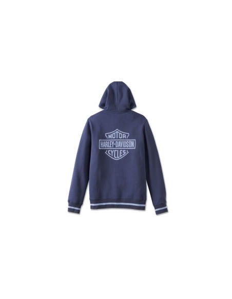thumbnail interactive-video image 1 of Harley-Davidson Men's Bar & Shield Zip-Up Poly-Blend Hoodie - Heather Gray, Long Sleeve, Regular Fit 1 of 2