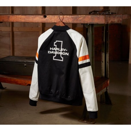 97405-25VW Chaqueta bomber Harley Davidson con barra y escudo apilados