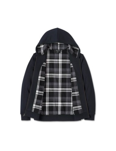 Harley Davidson Plaid Lined Zip Up Hoodie - Black Harley