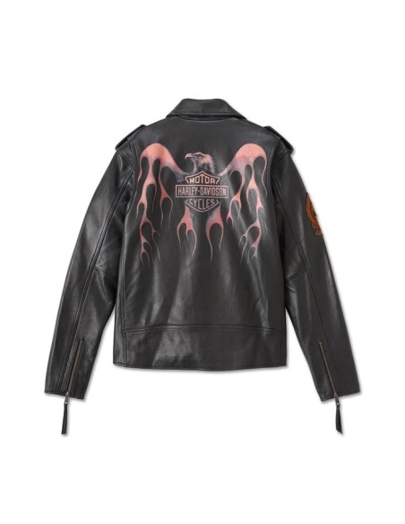 Chaqueta Harley Davidson de cuero para hombre Burning Eagle