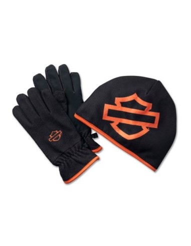 Conjunto de regalo Harley Davidson de gorro y guantes de polar