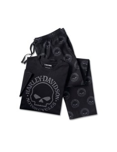 96116-25VM Conjunto de pijama Harley Davidson de manga corta con calavera de Willie G para hombre