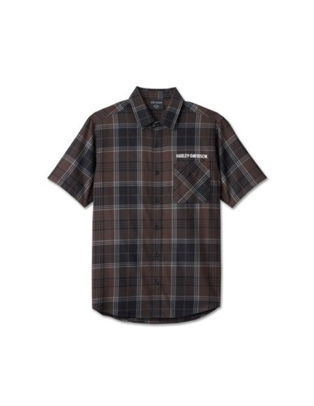 Camisa Harley Davidson de cuadros de manga corta de vaquero jinete