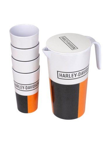 JUEGO HARLEY DAVIDSON DE JARRA Y VASOS RETRO BLOCK