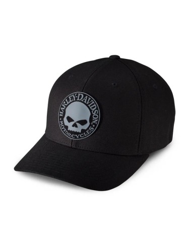 99409-16VM Gorra Harley Davidson de béisbol elástica con parche de calavera de Willie G