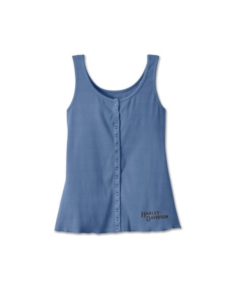 97456-23VW Camiseta Harley Davidson sin mangas Hometown Bar & Shield Fashion para mujer - Azul Colonial