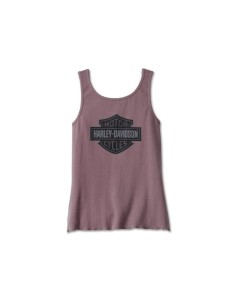 97490-23VW Camiseta Harley Davidson sin mangas de moda Hometown Bar & Shield para mujer - Grape Shake