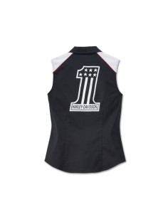 97518-23VW Camisa Harley Davidson Liberty sin mangas con cremallera frontal para mujer - Estilo Colorblock - Black Beauty 2