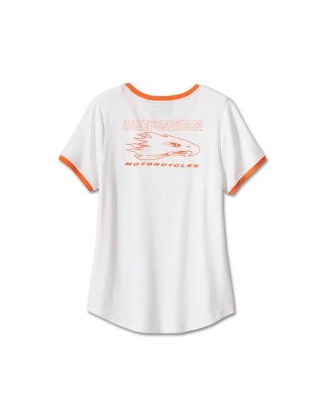 96117-24VW Camiseta Harley Davidson de manga corta para mujer - Blanco brillante