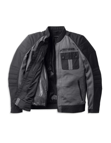 98131-22EM Harley Davidson Men's Zephyr Mesh Jacket with Zip-Off Removable Lining - Granite Grey