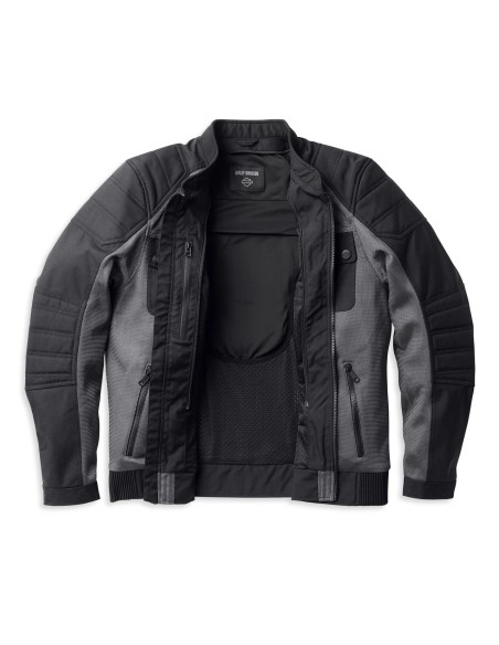 98131-22EM Harley Davidson Men's Zephyr Mesh Jacket with Zip-Off Removable Lining - Granite Grey