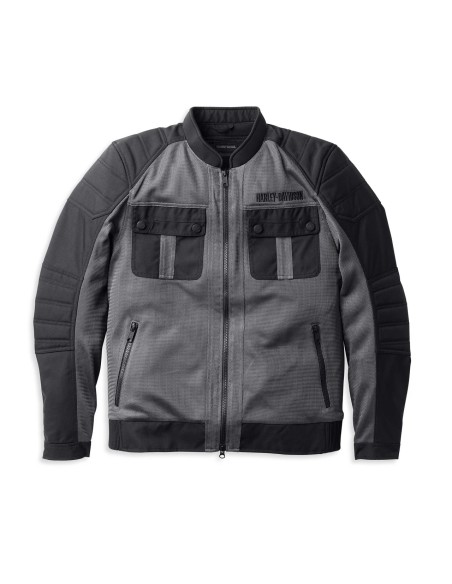 98131-22EM Harley Davidson Men's Zephyr Mesh Jacket with Zip-Off Removable Lining - Granite Grey